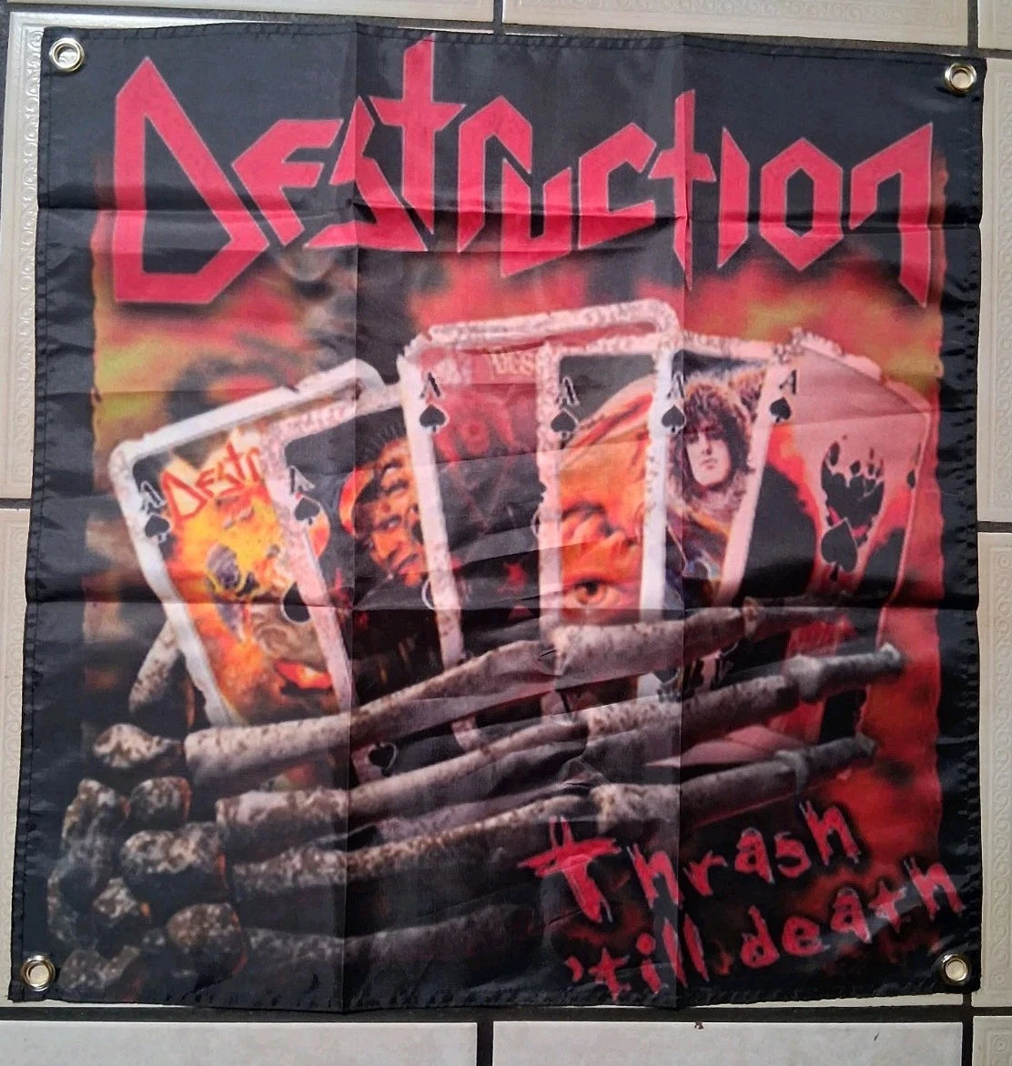 Destruction Band Thrash Til Death 2x2 Ft Banner Flag